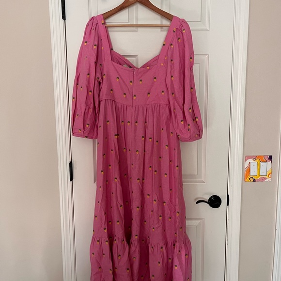 Farm Rio medium pink pineapple puff sleeve dress - Picture 5 of 5